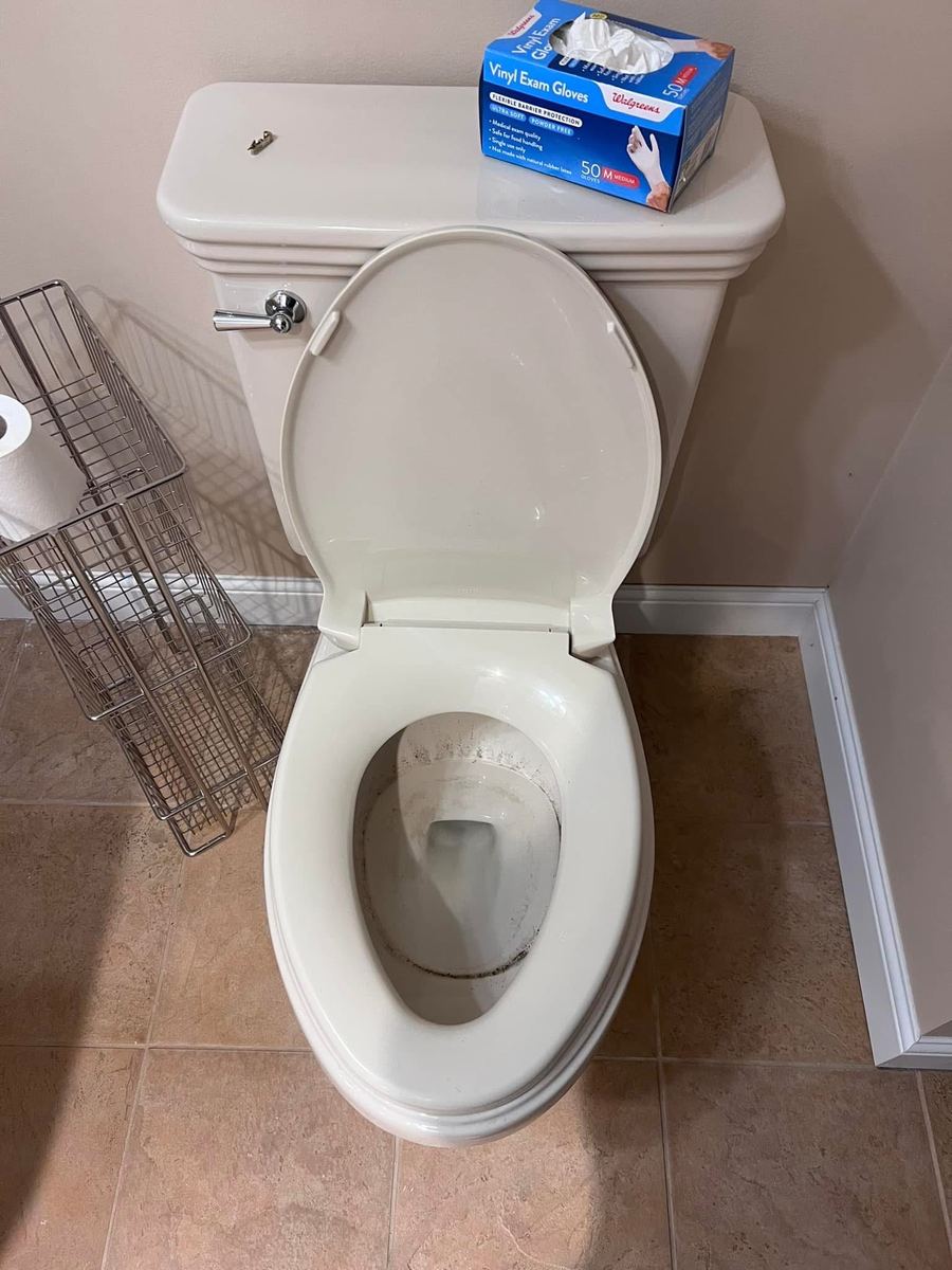 Restroom toilet before cleaning