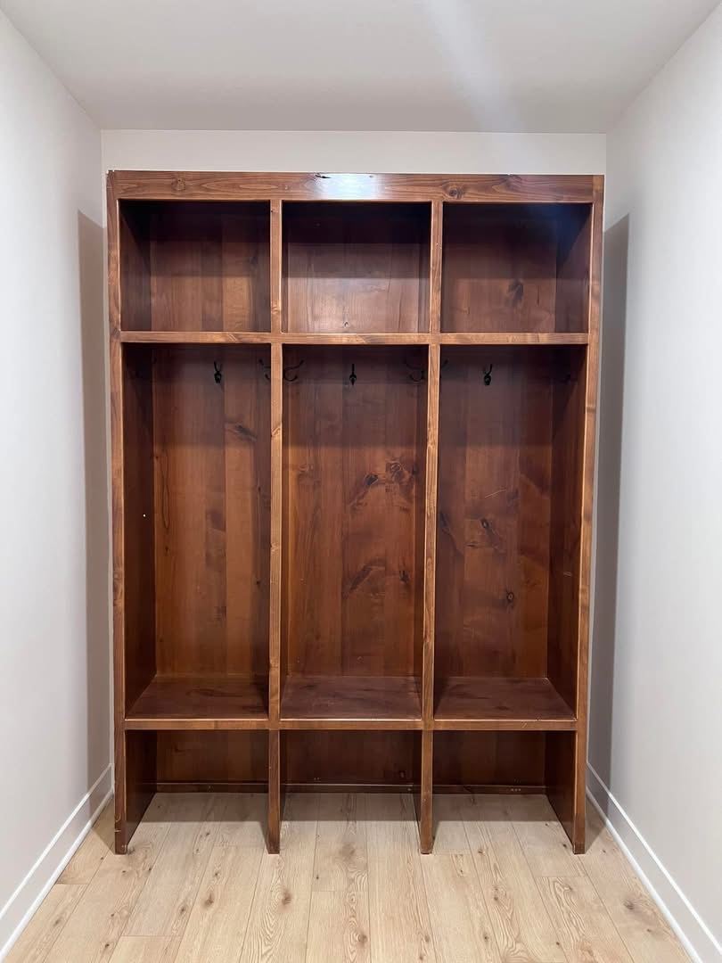 Mudroom lockers after cleaning