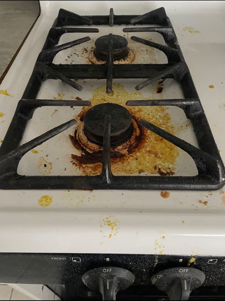 Stove top before cleaning